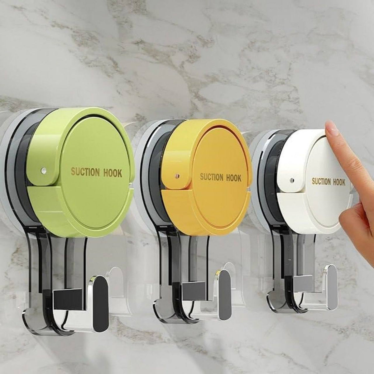 Ultra-Strong Vacuum Suction Hook Heavy-Duty,No-Drill Hanging Solution for Bathroom, Kitchen, and Home Organization |Versatile, Reusable, and Damage-Free (Pack of 3)