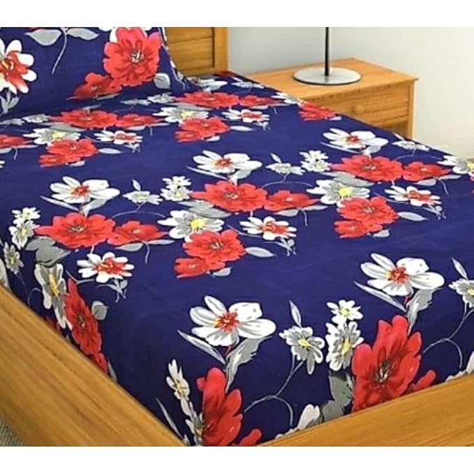 Polycotton 3rd Print Bedsheet with 1 Pillow Cover for Single Bed
