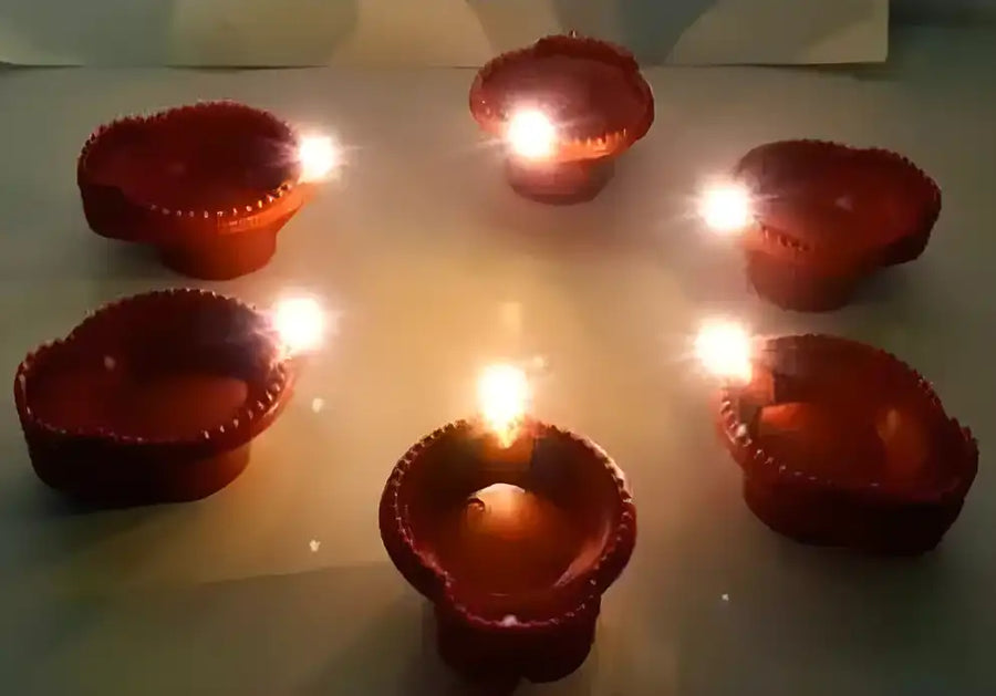 Led Brown Diya with Water Senor (Pack of 6)