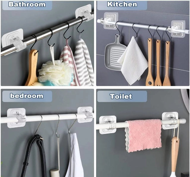 Self Adhesive Curtain Rod Holder Without Drill (packof4)