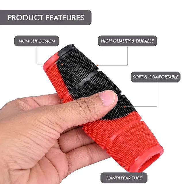 Grip Cover with Cuts Dual Color Tight Fit Soft Handlebar Shock Absorption Universal Fit