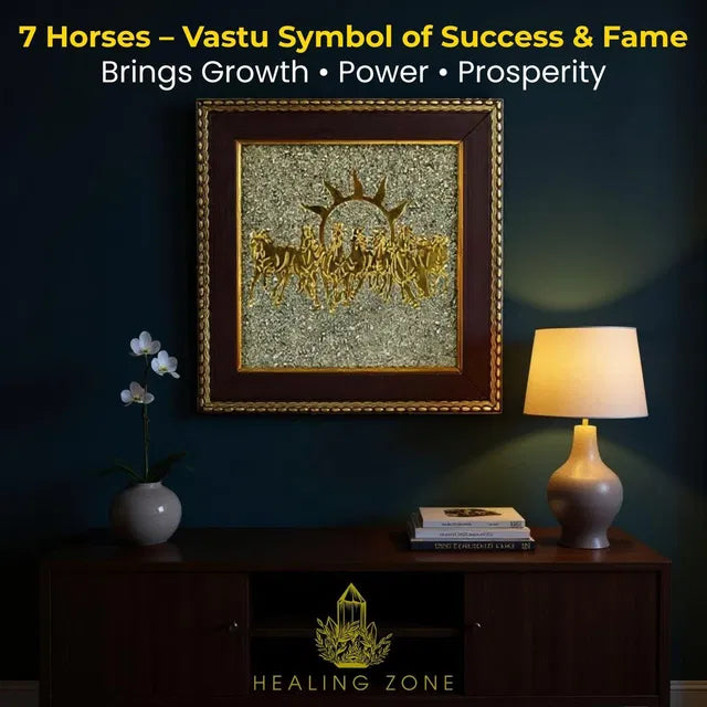 HEALING ZONE 7 Horses on Raw Pyrite Frame